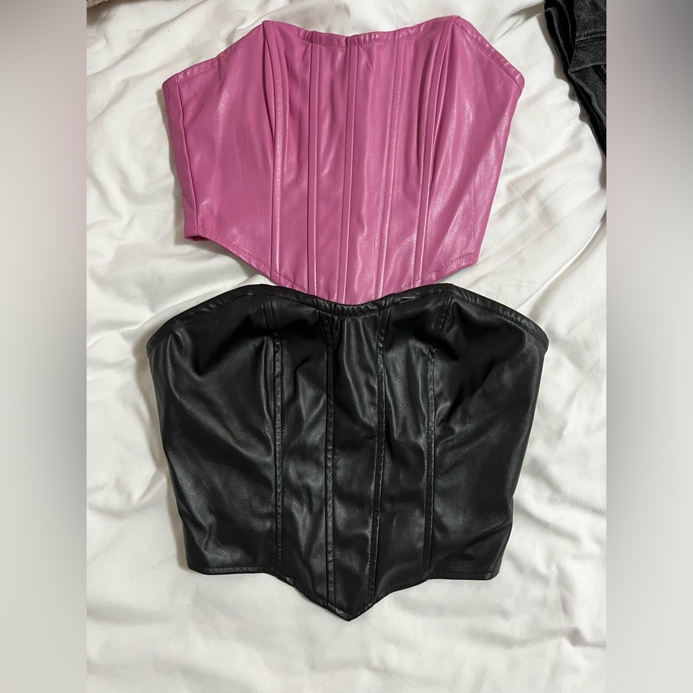 bundle of 2 leather corsets